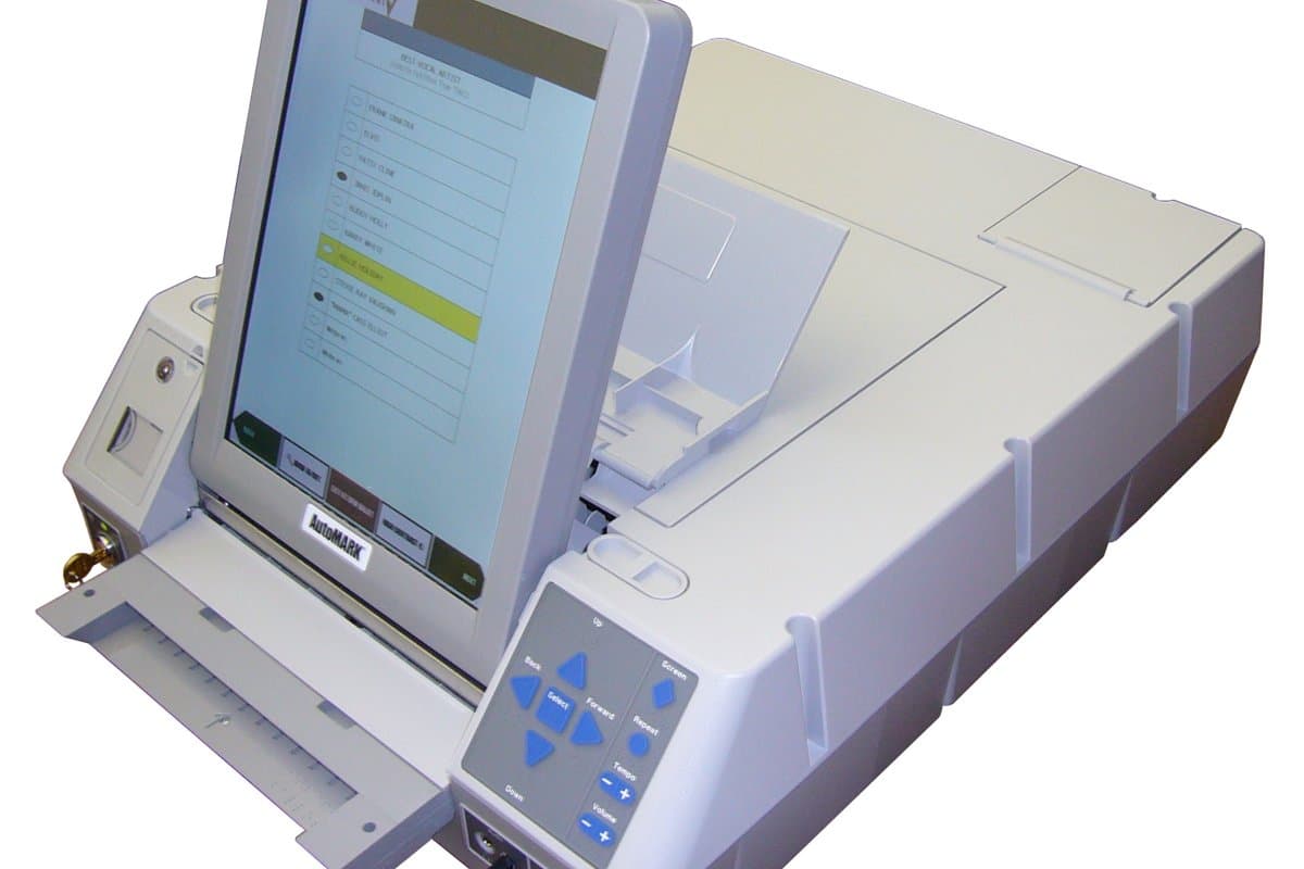 A ballot-marking voting machine with a touchscreen
